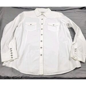 Ariat Real western-style Women's Xl shirt with diamond Pearl snaps White